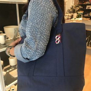 Sac cabas en coton bleu. – Image 6