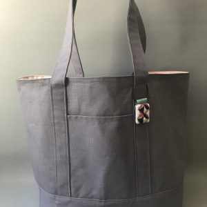 Sac cabas en coton gris. – Image 2