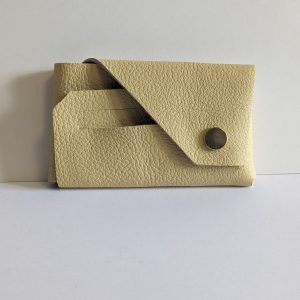 Porte cartes en cuir origami jaune