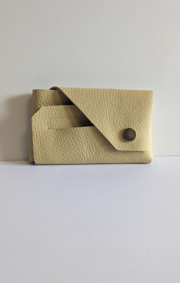Porte cartes en cuir origami jaune