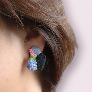 Boucle d'oreille puce brodée. – Image 2