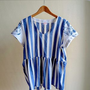 Haut col V  – upcycling robe & torchon